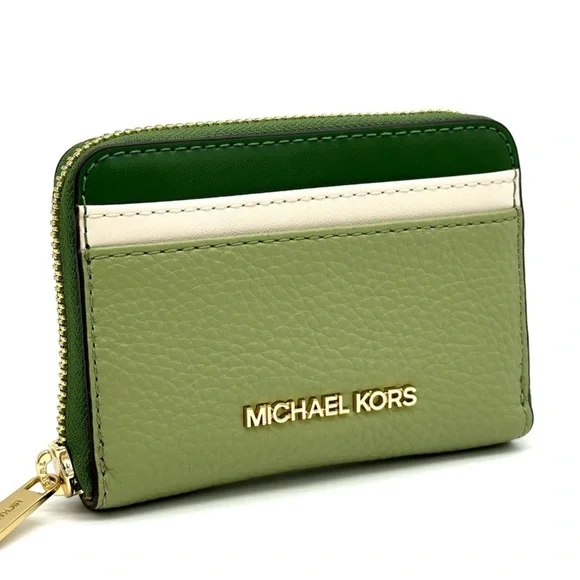 Michael Kors Medium Jet Set Travel ZA Card Case Wallet Fern Green Multi - Picture 3 of 7